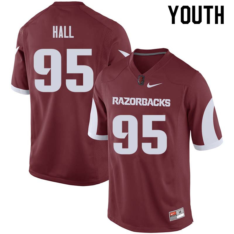 Youth #95 Jake Hall Arkansas Razorback College Football Jerseys Sale-Cardinal